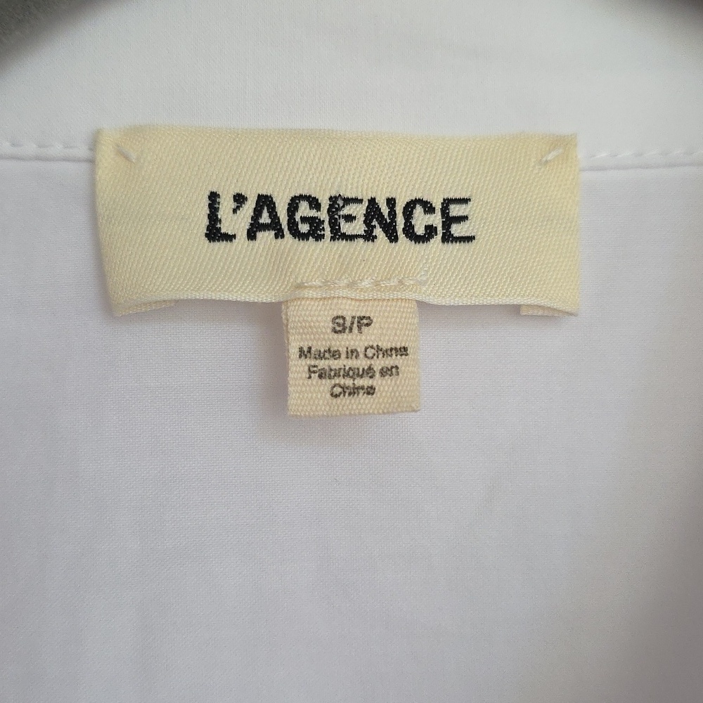 L'Agence White Blouse With Lace Hem And Cuffs.  Size Small Petite - Picture 5 of 10